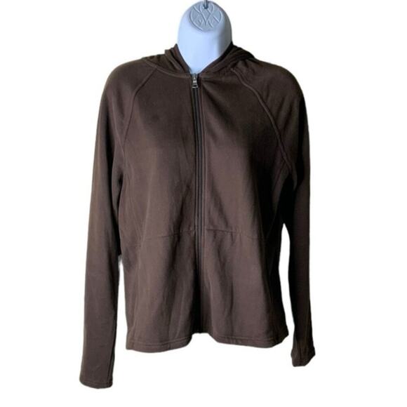 Tek Gear Fleece Sweatshirt Women M Long Sleeve Full Zip Raglan Cut Hooded Sporty - Picture 3 of 7